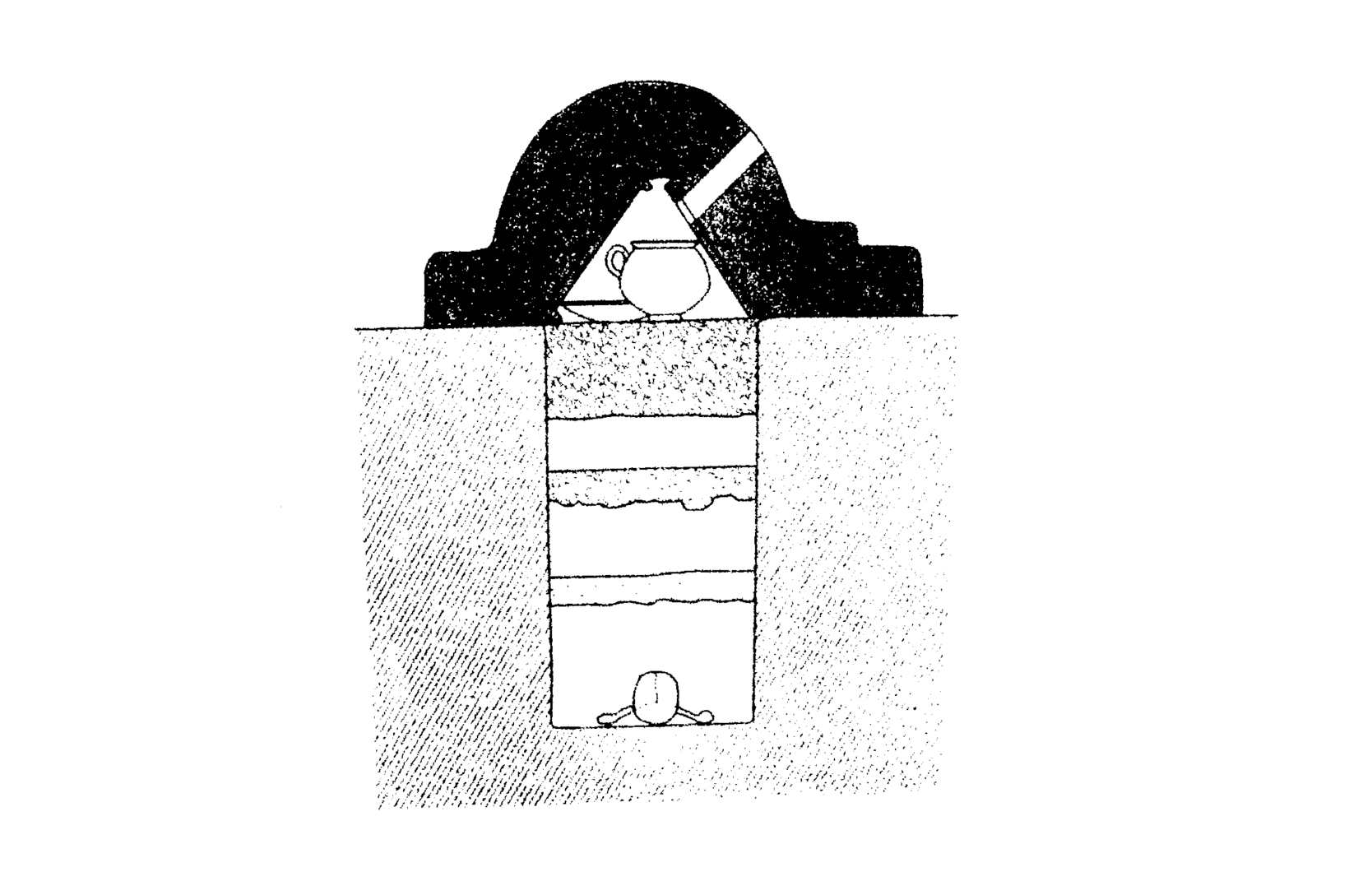 Sección de una cupa funeraria romana procedente de la vía sepulcral de la Plaça de la Vila de Madrid, uno de los restos arqueológicos visibles en el centro de Barcelona.