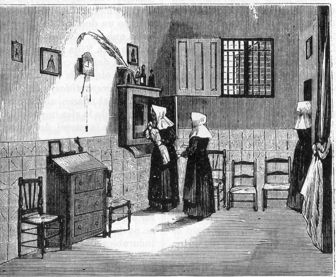 monjas de la caridad con niños del torno exposito de barcelona