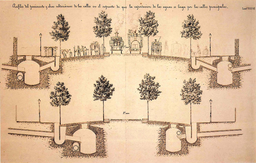 Detalle del proyecto original del Eixample de Barcelona diseñado por Ildefons Cerdà en 1859, que define la estructura urbana en cuadrícula de la ciudad